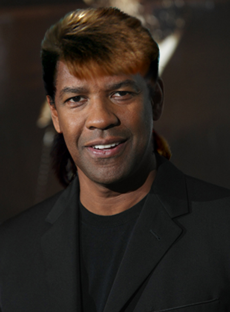 Denzel Washington with an 80's mullet